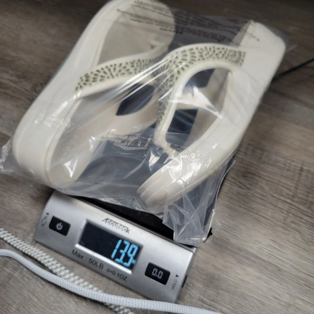Crocs Monterey Shimmer Wedge Flip Flops Stucco White Metallic‎ Sandals Size 7